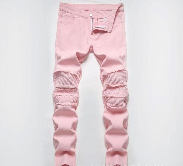 

men039s jeans high street ripped patch pink men39s spring summer casual whiskers straight denim trousers for malemen039s9344079, Blue
