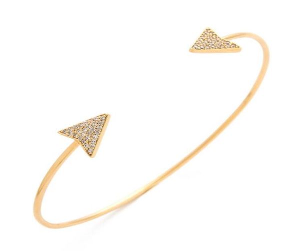

gold plated adjustable cz crystal geometric triangle shaped cuff braceletsbangle open charm bracelet for women or men7427711, Black