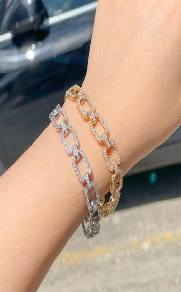

choucong brand luxury jewelry wedding bracelet 18k white gold fill pave sapphire cz diamond zircon simple fashion party women chai7255635, Golden;silver