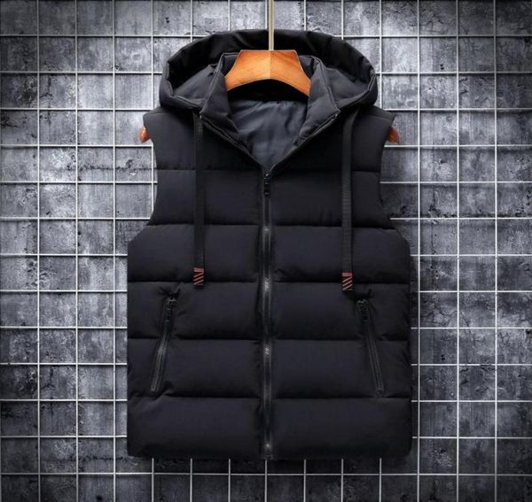 

men039s vests autumn winter 2021 vest men casual waistcoat sleeveless jackets woih hooded warm mens bodywarmer down for 6xl5273203, Black;white