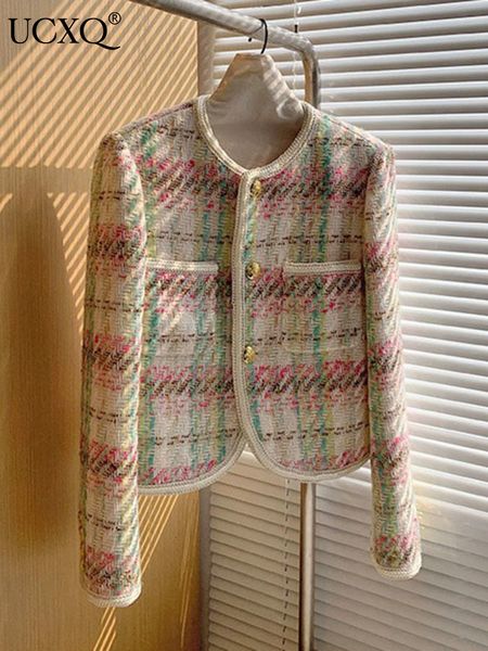 

women's jackets ucxq fall outfits women tweed jacket fall winter french vintage slim woolen coats korean fashion casual outwear y2k 230, Black;brown