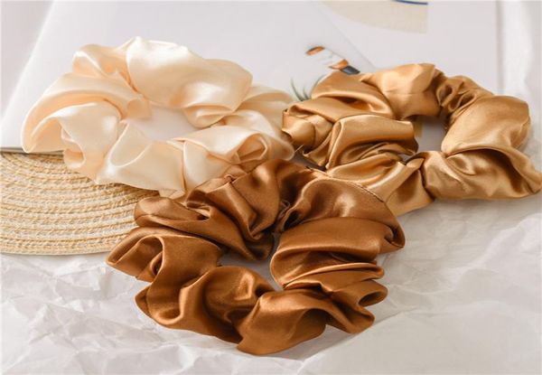 

1pc satin silk solid color scrunchies elastic hair bands 2019 new women girls hair accessories ponytail holder hair ties rope4903998, Slivery;white