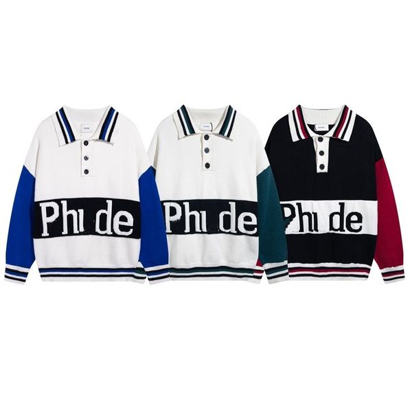 

french niche design sense american fashion loose american vintage preppy sweater sweater coat men, White;black