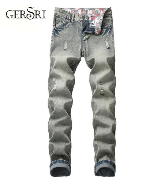 

gersri designer brand men jeans skinny ripped destroyed stretch slim fit hop hop pants with plus size pants for men1248561, Blue