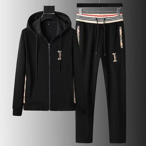 

designer tracksuit tracksuit mens mens tracksuits featuring a new autumn and winter style contrasting plaid embroidered casual hooded two-pi, Gray