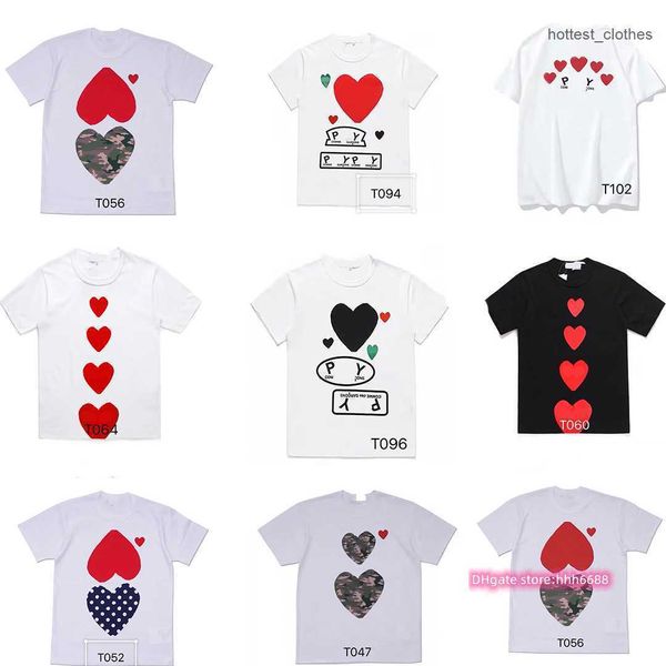 

men's t-shirts play designer shirts brand small red heart badge casual polo clothing ihtw, White;black