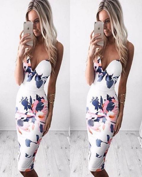 

casual drs trendy women dress v-neck floral print bandage bodycon sleeveless evening polyester mini3522810, Black;gray