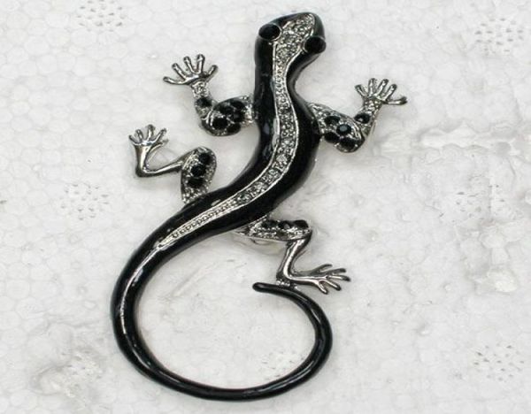 

whole fashion crystal rhinestone brooch pin enamel gecko brooches jewelry accessories c0904613861, Gray