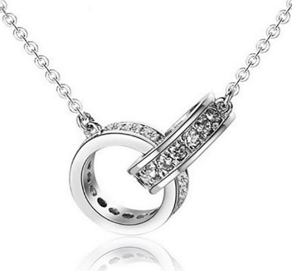 

2021 lover dual circle pendant necklaces gold silver color designer necklace for women vintage jewelry set collar costume infinity2483865