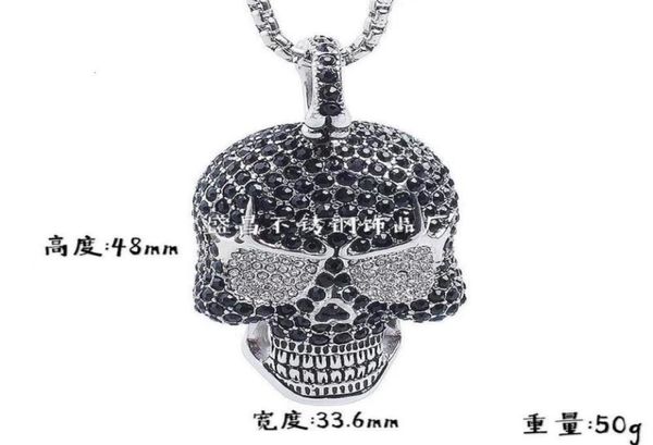 

pendant necklaces necklace jewelry hip hop personality punk super large diamond skull titanium steel nelace56527641857576, Silver