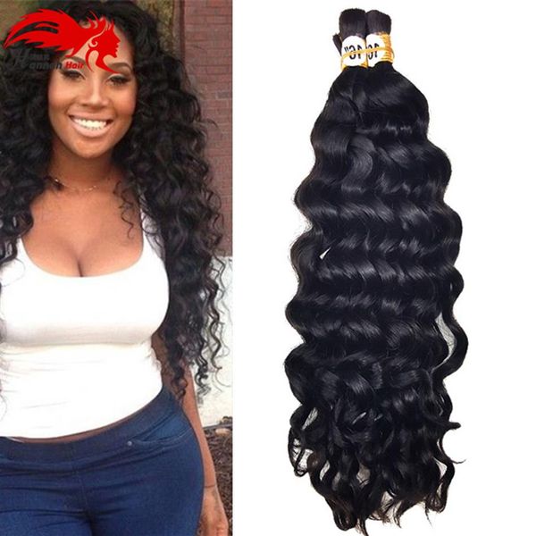 

deep curly virgin brazilian human braiding hair bulk no weft remy hair micro braids 3 bundles 150gram254l, Black