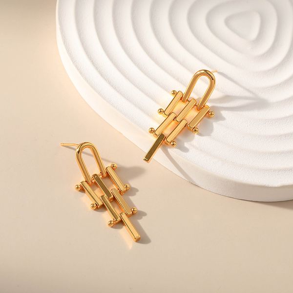 

classic women style geometric shape charm earring brass earrings jewelry, Golden