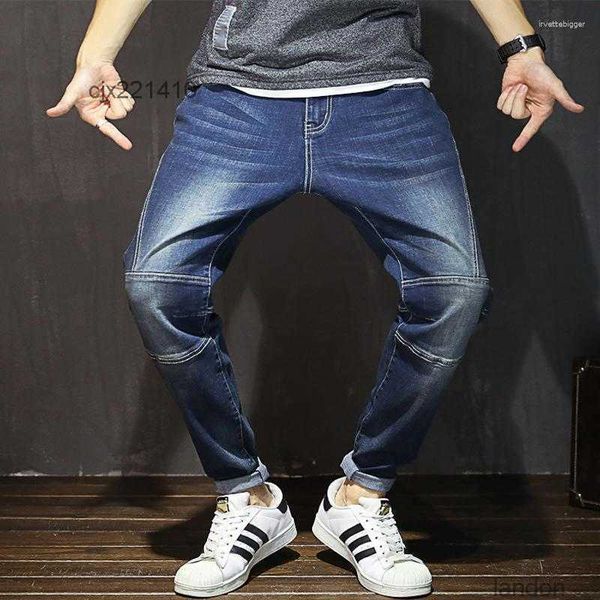 

jeans pants baggy large size korean version washed trousers man fashion, Blue
