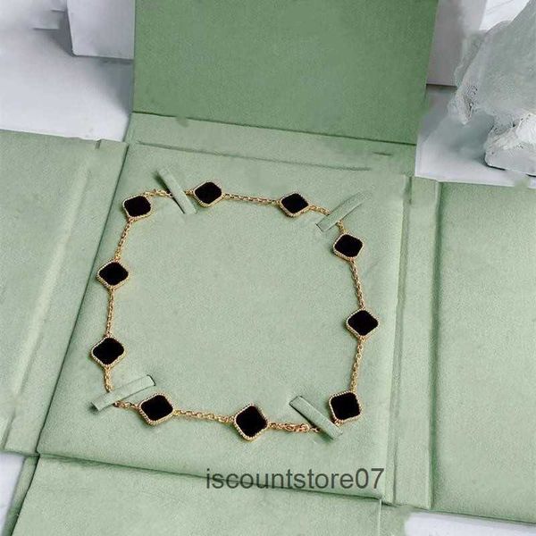 

fashion vintage 4/four leaf elegant ten clover classic bracelet necklace women's jewelry pendant 7 colors, Silver