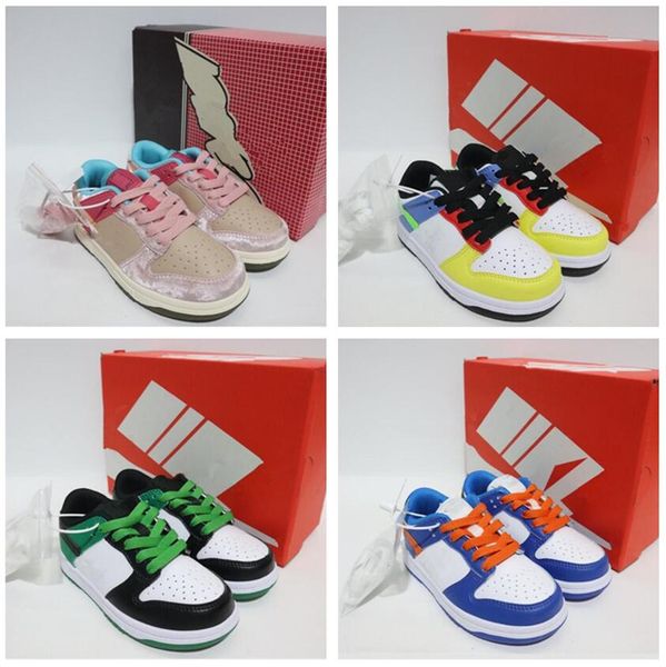 

kids shoes low designer sneakers toddler baby running shoe white black panda kid youth trainers chlorophyll triple pink boys girl children c