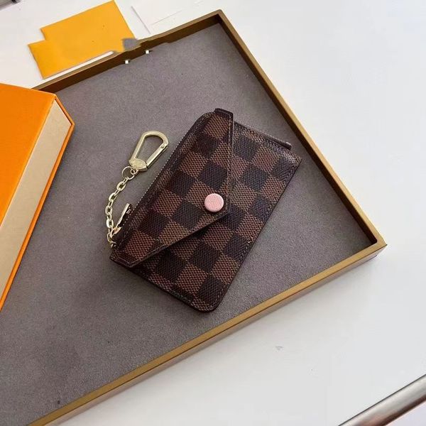 

classic luxury plaid keychain purse zipper card bag keychain for male and female business card holders purse bag keychain holiday gift, Silver