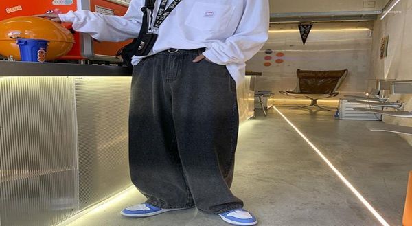 

men039s jeans blue black mopping pants fashion oversized streetwear retro straight wideleg denim trousers3301148