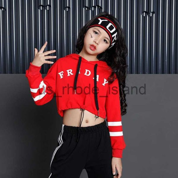 

hoodies sweatshirts girls hip hop hoodies kids sweatshirt street dance long sleeve teenage crop streetwear costumes clothes 4 6 8 10 12 14, Black