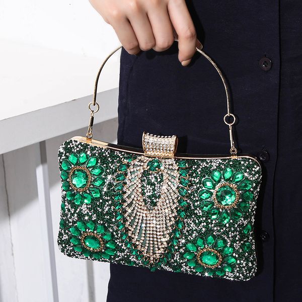 

evening bags luxury diamond clutches wedding party with metal handle handbags for women fashion flower banquet clutch 230821