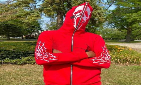 

men039s hoodies sweatshirts red full zip hoodie sweatshirt funny spider web print hip hop aesthetics y2k o clothes hoodie stree9696160, Black