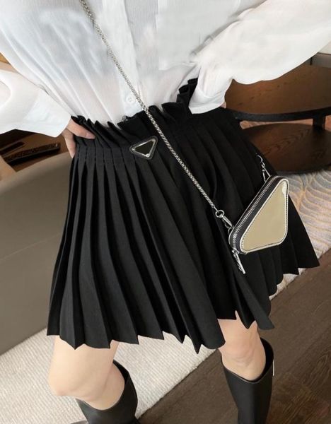 

2021ss fashion short skirt women street style pleated skirts limited edition belt bag shirt dress recycled polyester texture 3068276, Black