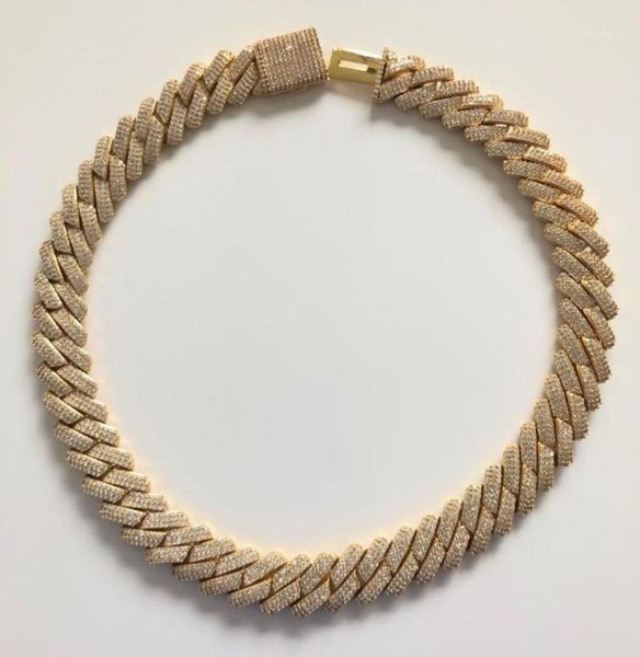 

19mm full iced out heavy cuban chains necklace prong setting necklace15962378, Silver