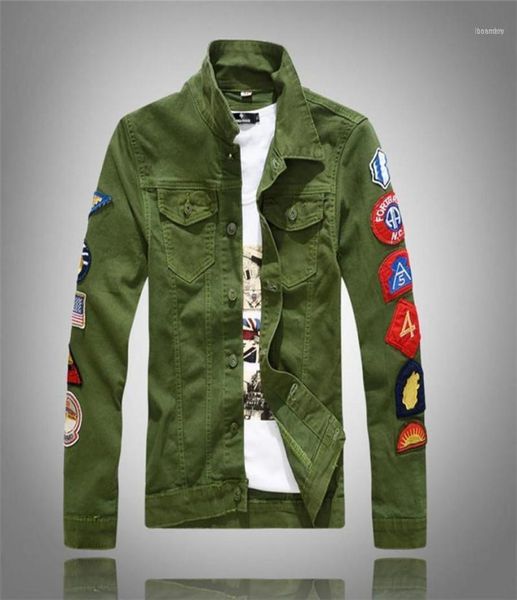 

men039s jackets 2021 mens denim with patches slim fit jean jacket for men size green white turn down collar coat18026544, Black;brown
