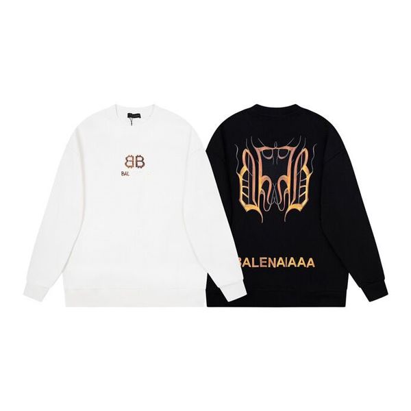 

2023 autumn/winter new pure cotton letter printing sweatshirt fashion trend round neck plate style w10-20, Black;brown