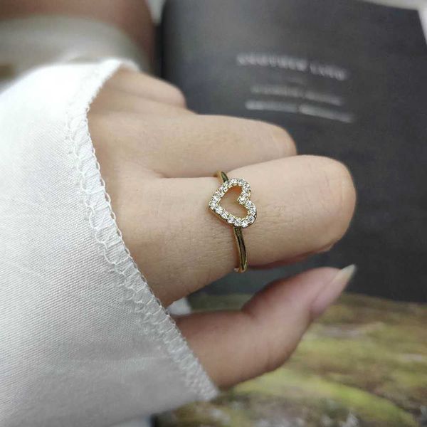 

band rings rings for women girls sweet romantic cute heart zircon color wedding party daily finger rings fashion jewelry r230822, Silver