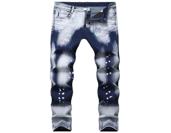 

moruancle fahsion men painted denim pants hi street printed stretchy jeans trousers for male hi streetwear plus size 28405689524, Blue