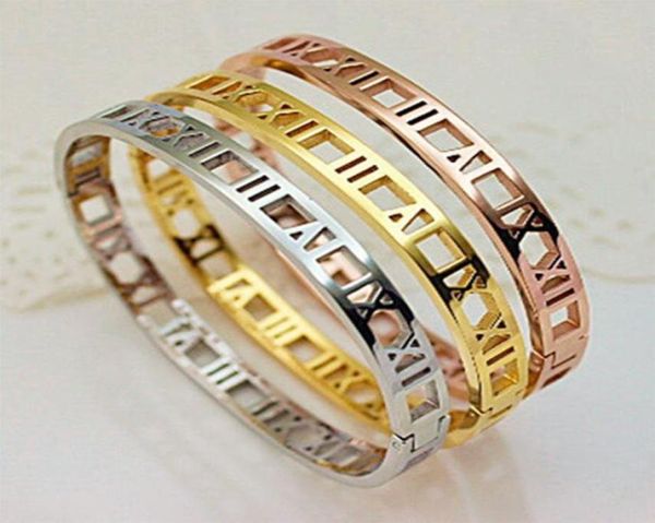 

martick rose gold bracelet 316l stainless steel roman numerals hollow out for women present jewelry b7 bangle7149038, Black