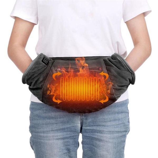 

sports gloves electric heated hand warmer muff cold weather thermal glove waist bag for winter fishing hunting skiing camping clim305f, Black