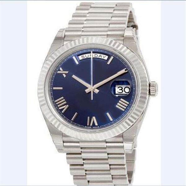 

luxury watches 40 blue dial 18k white gold automatic movement men's watch mens watch wrist watche275i, Slivery;brown