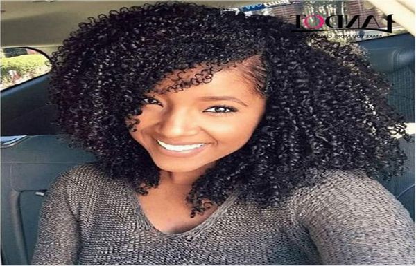 

lady girl short kinky curly wigs indian brazilian hair simulation human hair short curly wigs in stock2365780, Black