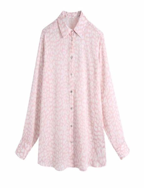 

women leopard print long sleeve pink shirt female turndown collar blouse casual lady loose blusas s8732 women039s blouses 5573754, White