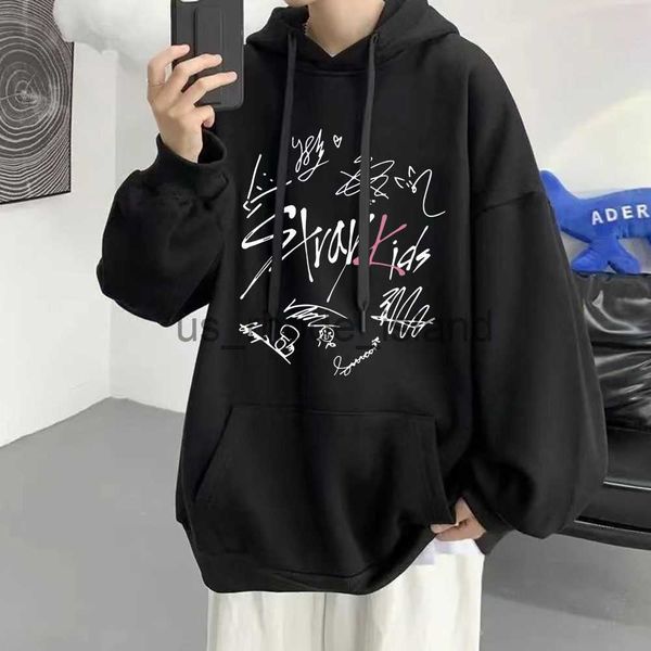 

hoodies sweatshirts korean stray kids maxident graphic hoodie men women fleece long sleeve hoodies oversized harajuku casual sweatshirt man, Black