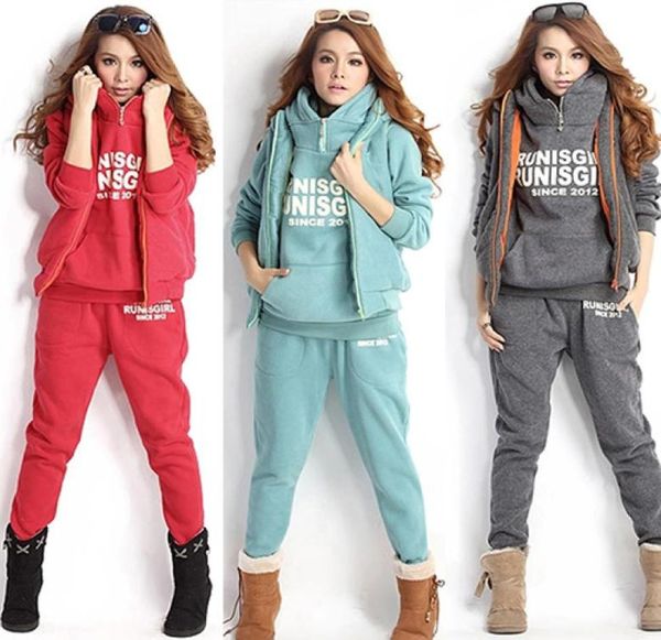 

winter sports suit women sweatshirtswaistcoatpants tracksuit hoodie set ornate2365666, Gray