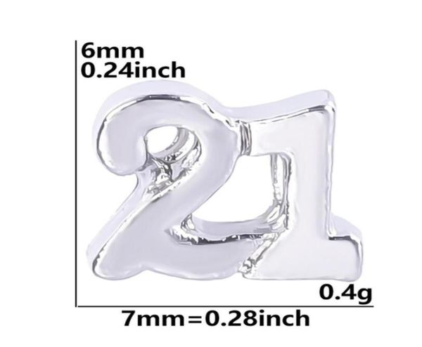 

20pclot silver number 21 charm floating locket charms fit for magnetic glass living memory locket pendant fashion jewelrys1678685, Bronze;silver