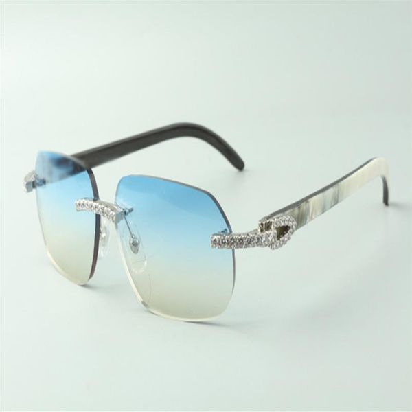 

direct s endless diamond sunglasses 3524024 with mixed buffalo horn temples designer glasses size 18-140 mm279u, White;black