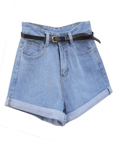 

solid women retro jeans shorts summer high waisted rolled denim jean shorts with pockets y67075980, White;black