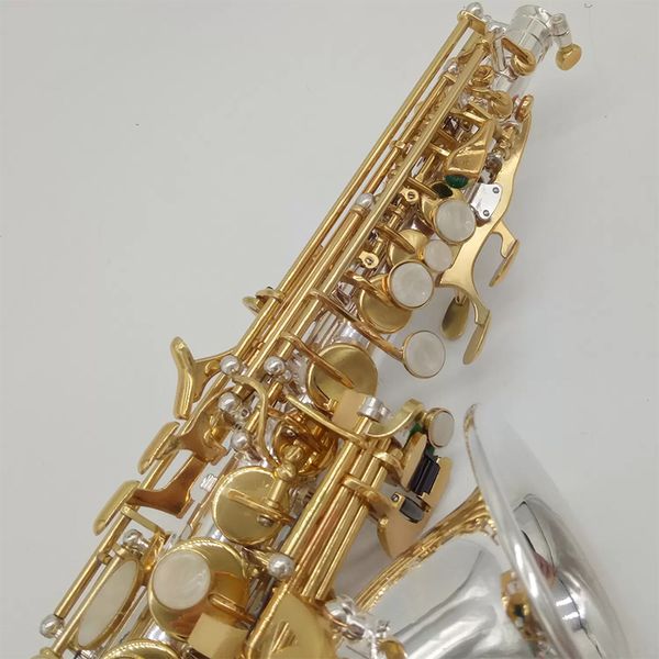 

2023 high-end 9937 b-b-bend curved soprano saxophone white copper gold key exquisite depth pattern professional-grade saxo soprano