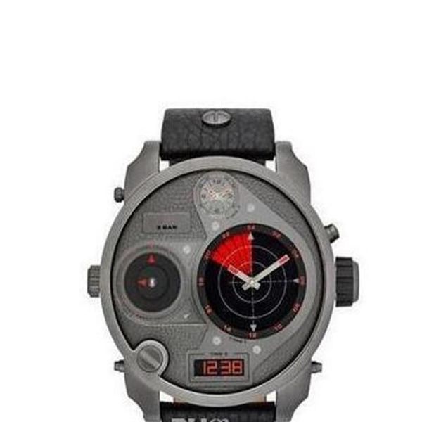 

new mens watch with original box and certificate dz7297 new mr daddy multi grey red dial ss black leather quartz w269r, Slivery;brown