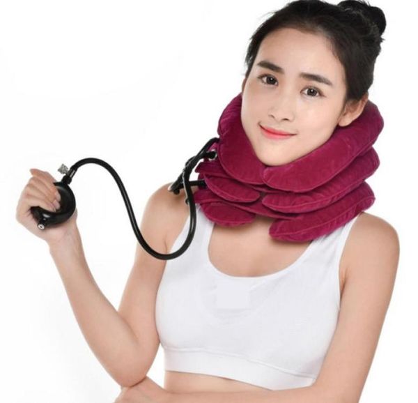 

neck massager air cervical neck traction soft brace device head back shoulder neck pain health care6258530