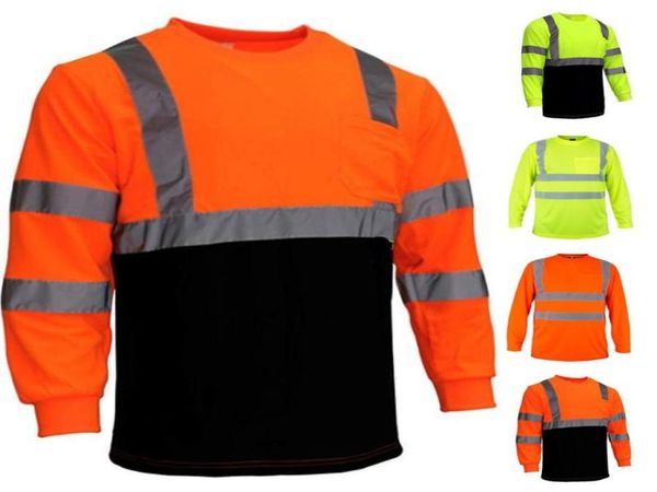 

men039s tshirts shirts for men high visibility reflective tshirt long sleeves safety shirt hi vis workwear t work women1784155, White;black