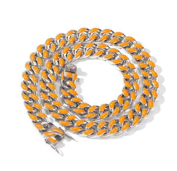 

mens necklace 12mm stainless steel color drip oil necklaceshiphop miami cuba chain necklacesfashion necklace7122919, Silver