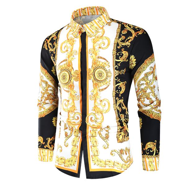 

men's casual shirts luxury royal shirt men casual slim fit long sleeve men paisley print shirt camisa social masculina manga longa prom, White;black