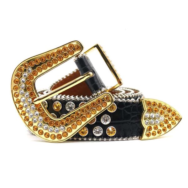 

waistband belt belt men's glass nail bead needle buckle small crocodile pattern street hip hop personality network red style, Black;brown