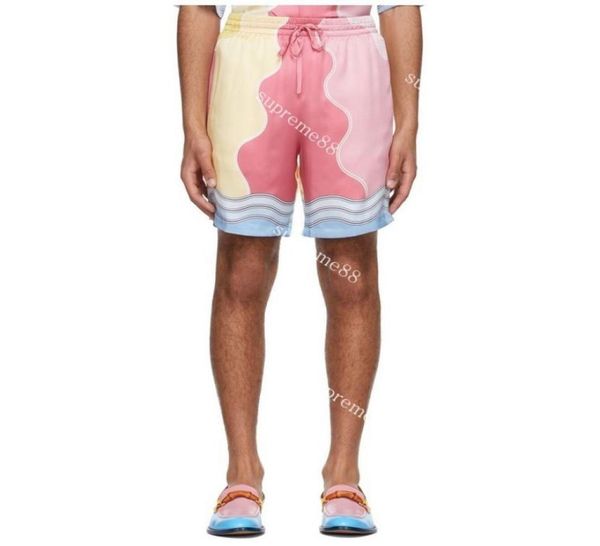 

men silk soleil levant multicolor shorts summer beach pants casa3071618, White;black