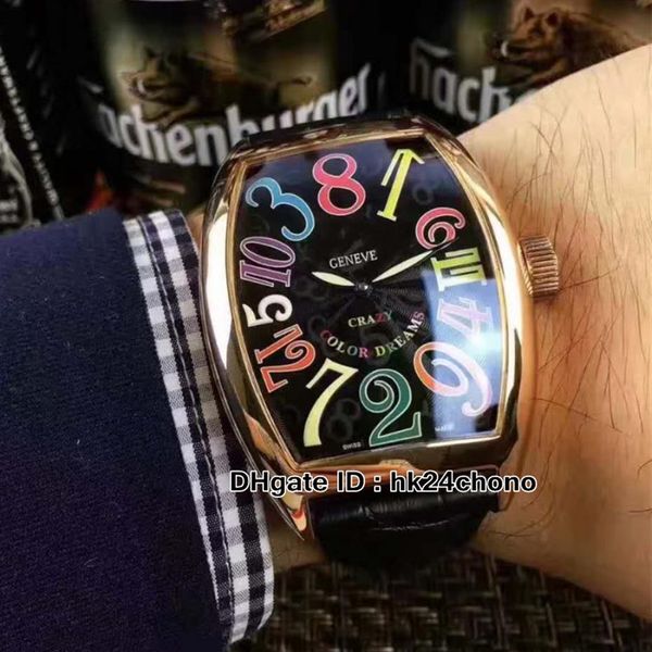 

crazy hours 8880 ch men's automatic watch rose gold case color number mark black leather strap gents sport watch295r, Slivery;brown