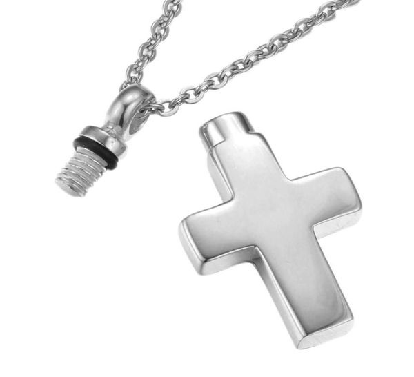

openable cross stainless steel memorial cremation ashes urn cross pendant necklace keepsake men women jewelry urn nec7653089, Silver
